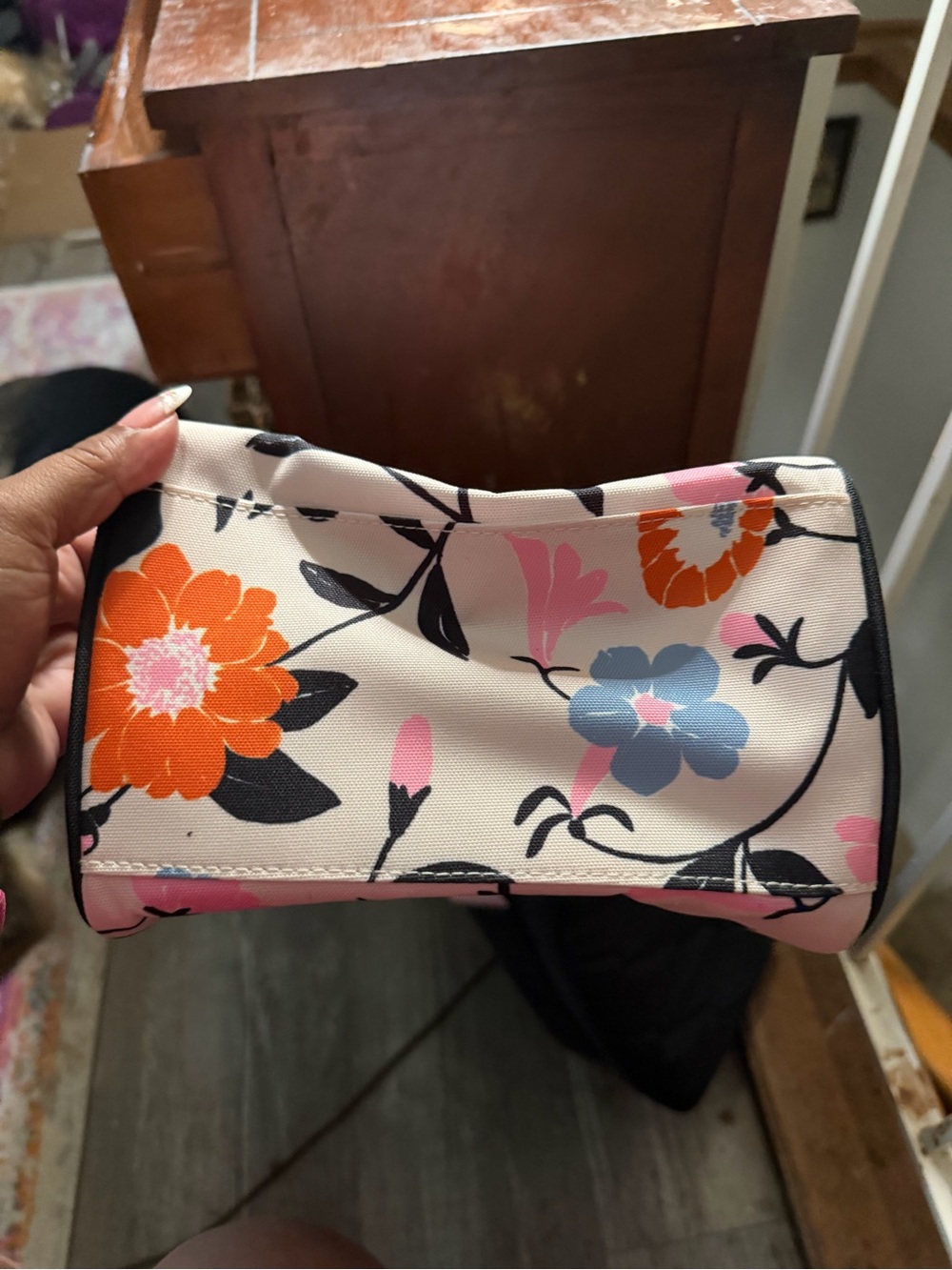 kate spade Floral Canvas Tote - Cream with Blue, Orange & Pink Flowers - Picture 8 of 8